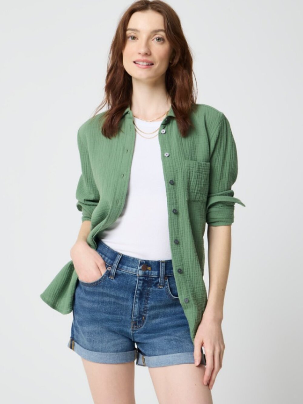 J. Crew Classic Denim Boyfriend Shorts Cuffed Medium Wash Size 4